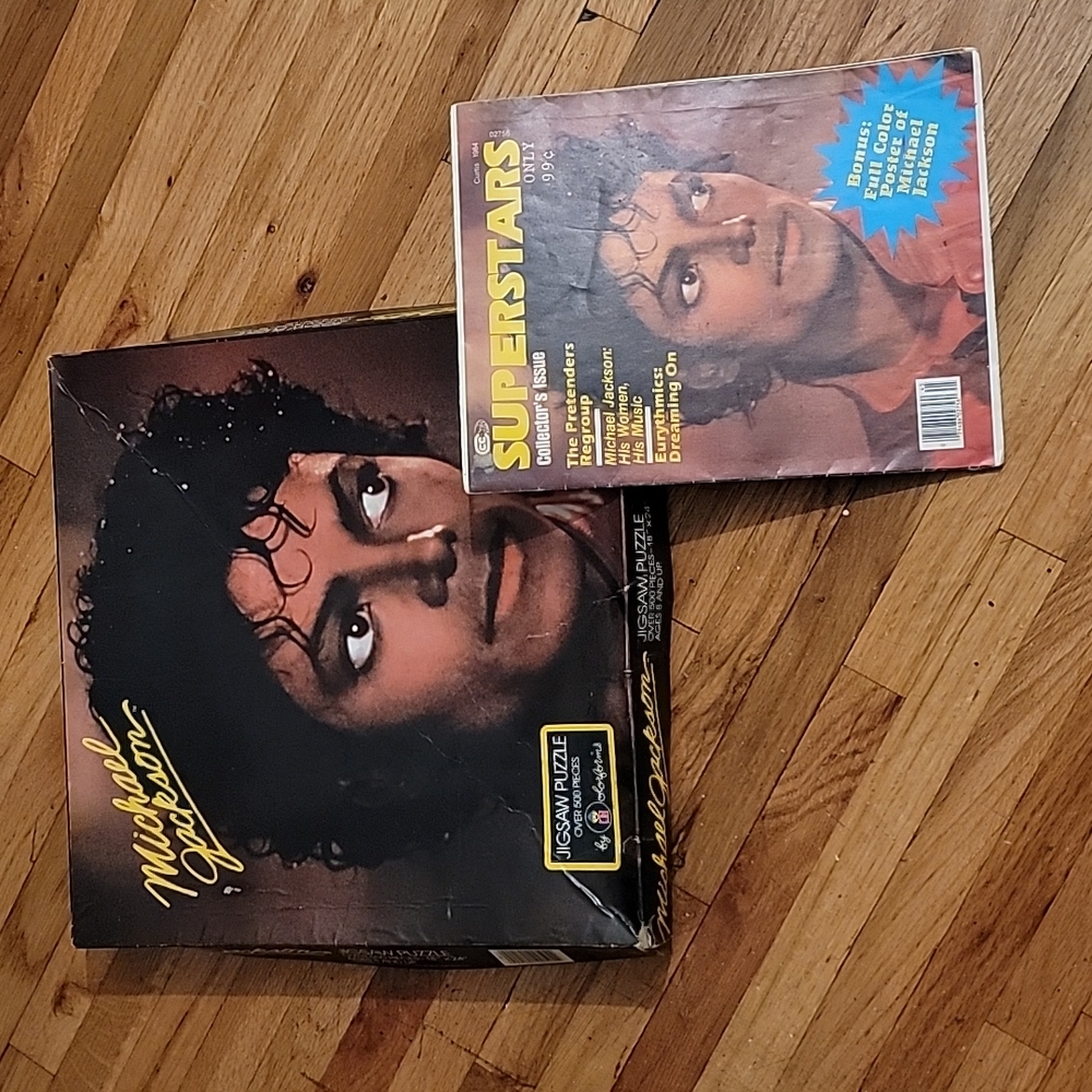 Vintage 1984 Michael Jackson jigsaw puzzle and Superstars Collector's Issue